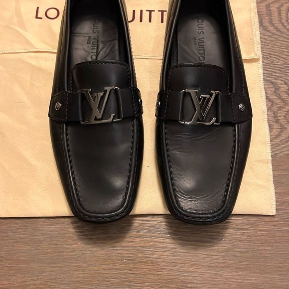 Louis Vuitton Black Leather Loafers Slip-On Style - Picture 1 of 6